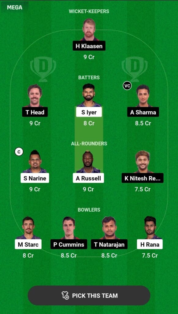 KKR vs SRH Dream11 Prediction 2024 Qualifier 1 on 21 May 2024: IPL 2024 Fantasy Cricket Tips, Playing XI, Pitch Report & Injury Updates 11 KKR vs SRH Dream11 Prediction 2024 Qualifier 1 on 21 May 2024: IPL 2024 Fantasy Cricket Tips, Playing XI, Pitch Report & Injury Updates
